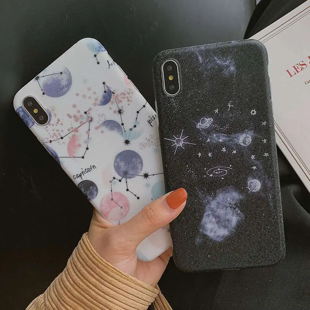 KISSCASE Flowers Phone Case For iPhone XR X XS 7 8 6 6s Chic Grid Starry Hard Funda Plus MAX Cover Capa |