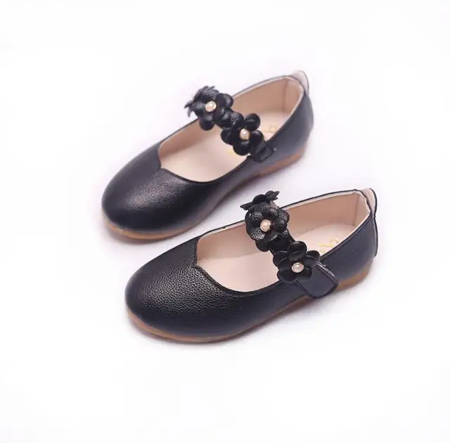 Fashion children's leather shoes 2019 new Korean flower casual flats ...