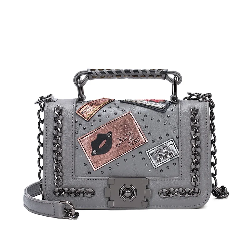 

Women Chains Messenger Bags New Vintage Bag Of Ladies Crossbody Bag For Women Small Rivet Handbags Shoulder Bags