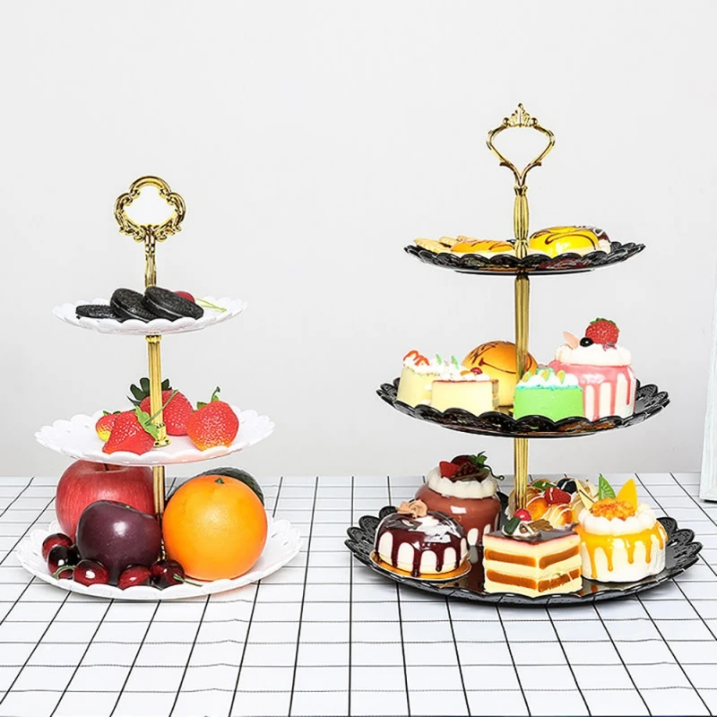 

Three-Layer Fruit Plate Cake Rack Living Room Snack Rack Party Festival Supplies Dessert Vegetable Storage Holder Rack