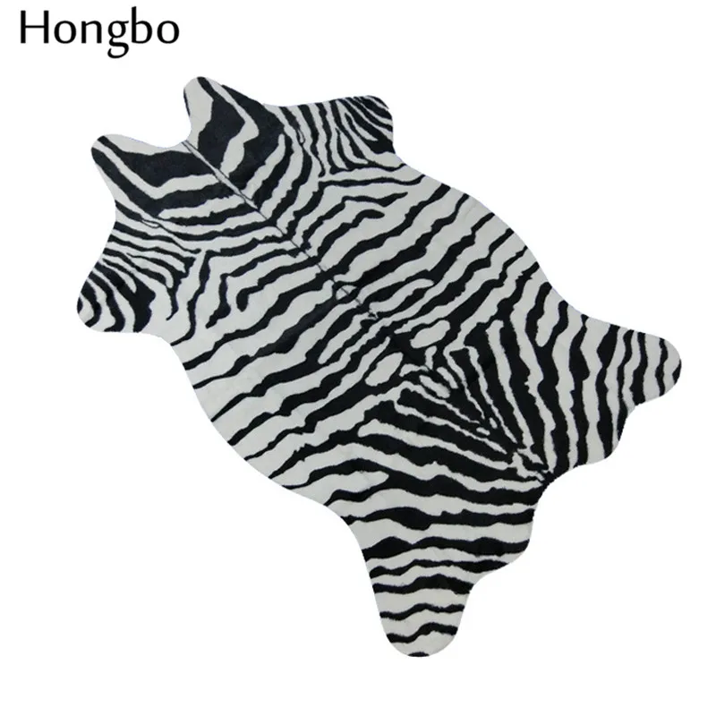 

Hongbo Zebra Cow Printed Carpet Velvet Imitation Leather Rugs Cowhide Animal Skins Natural Shape Carpets Decoration Mat 110*75cm