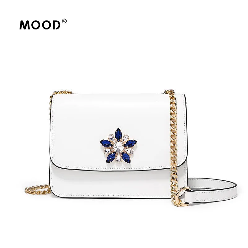 MOOD women bag Brand Split leather bag single leather Diamonds inclined