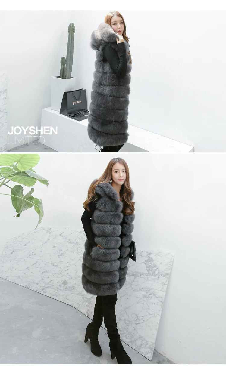 Best UPPIN 2019 New Fashion Fur Vest Women Winter With Hood Furry Cute Faux Fox Long Fur Vest Woman Plus Size Faux Fur Overcoat 15