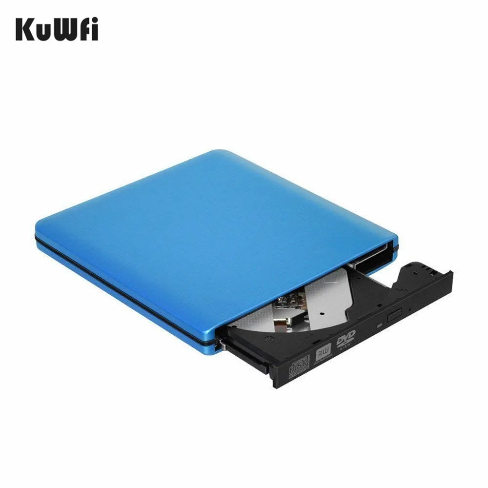 KuWFi Внешний DVD-привод Оптический привод USB 3.0 CD DVD Burner CD-RW Писатель Reader Рекордер для ноутбука с Windows PC - Цвет: BLUE