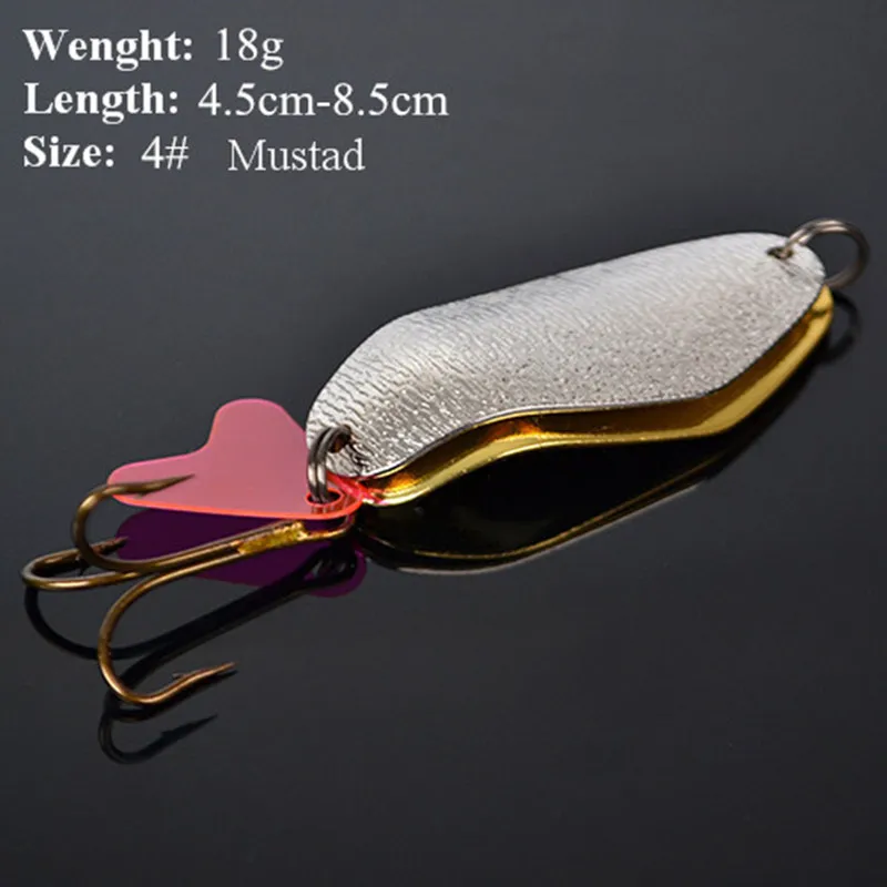 1PC 18g 24g 9.5cm Silver Color Brand Spoon Fishing Lure With 5 Mustad