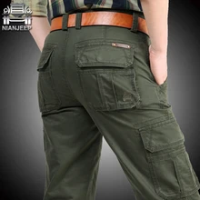 Мужские брюки-карго; сезон весна-осень; повседневные хлопковые брюки с несколькими карманами; тактические прямые брюки; мужские армейские военные брюки; Pantalon Homme