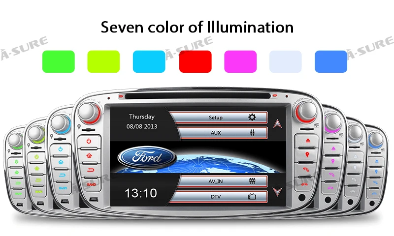 Top A-Sure 7" Car Auto Radio GPS Player DVD Navigation For Ford Mondeo Focus Galaxy S-Max C-Max Kuga Rear USB Port & Dual DAB+ 18