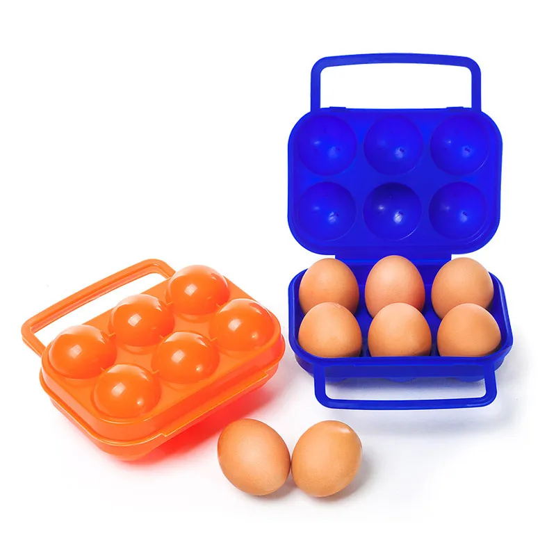 Portable egg Storage box Outdoor Camping Hiking BBQ folding shockproof egg plastic carton holder