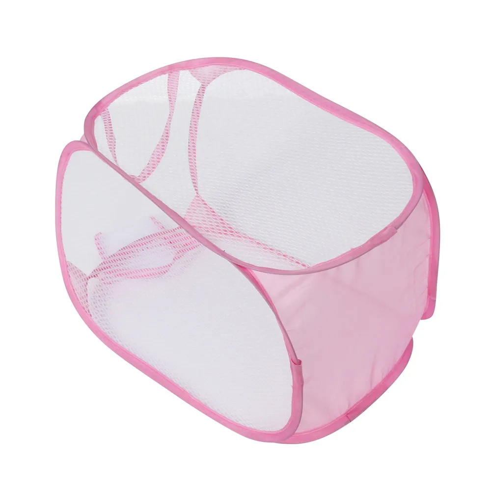 New Foldable Up Washing Clothes Laundry Basket Bag Hamper Mesh Storage Dirty Clothing Storage Basket Storage Organizer