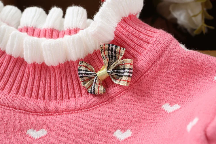 Свитер для девочек; Новогодняя осенне-зимняя детская одежда; милые вязаные пуловеры с бантом; Одежда для маленьких девочек; 3 цвета; От 1 до 14 лет