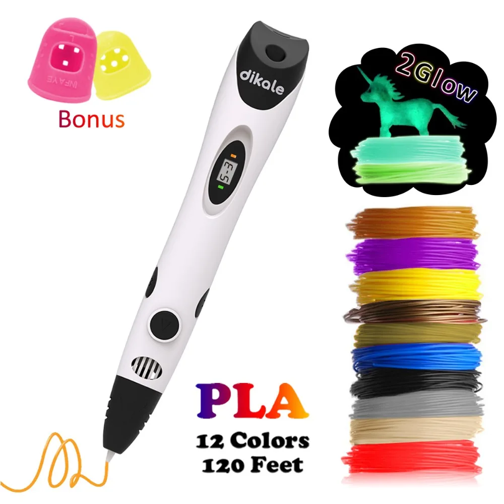 Dikale 3D Drawing Pen 7th Generation 3D Printer Pen Pencil Stencil Stift Drucker eBook Refill PLA Filament Kid Adult DIY Gift