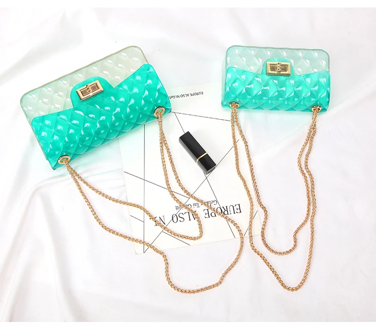 Clear Colorful Transparent jelly Bag Gradient Candy Color Crossbody Bags Designed Ladies Shoulder Chain Messenger Bag