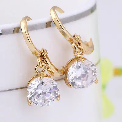 1 пара женские серьги с золотыми кристаллами круглые висячие серьги|dangle drop