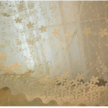 

2019 Curtains Window Treatments Sheer Korean Embroidery Luxury Flowers Lace Finished Curtain For Living Children Room Bedroom