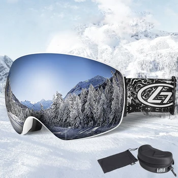 

Fog-proof Ski Goggles for Myope Anti-snow Double REVO Coated Lens Protector UV Windproof Skiing Goggles with Adjustable Band