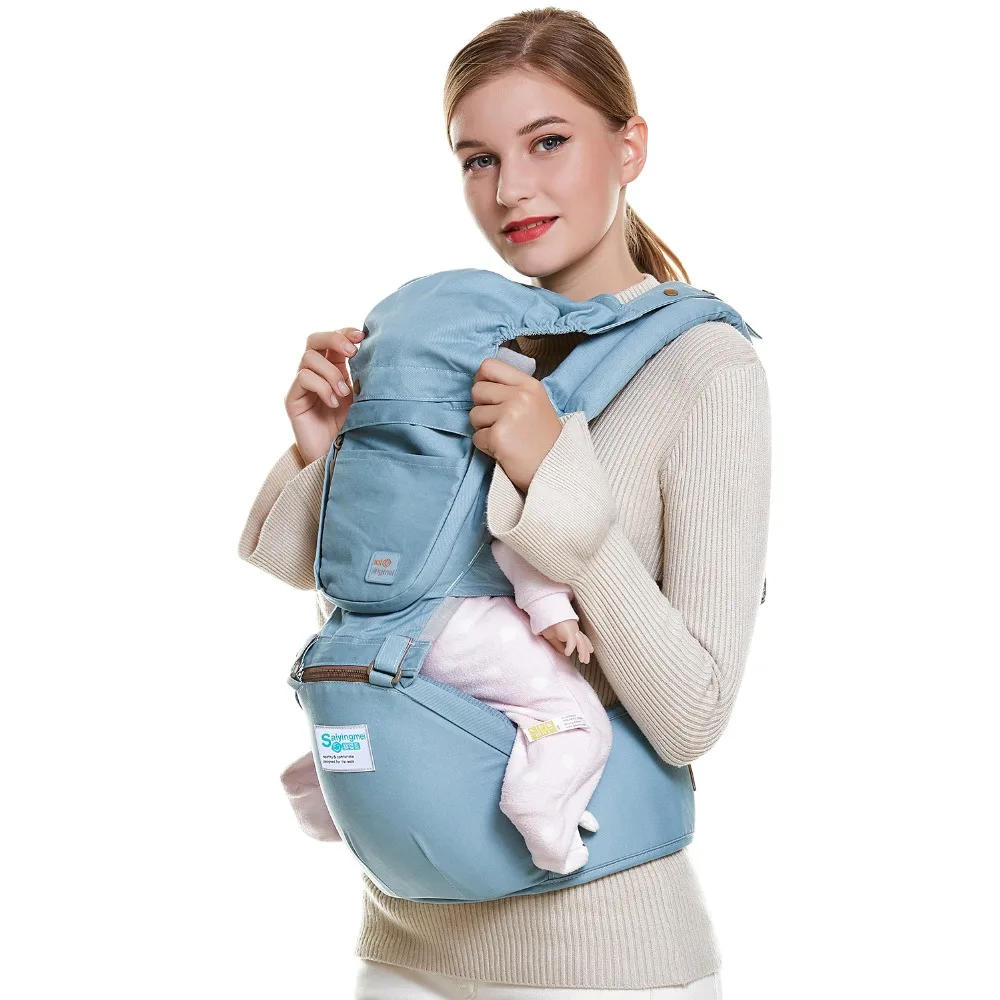 

2019 Hot Organic Cotton Ergonomic Baby Carrier Adjustable Baby Sling with Activity & Gear Portable Multifunctional Kid Carriage