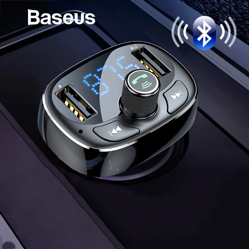 Baseus شاحن سيارة FM الارسال Aux المغير سماعة بلوتوث للسيارة الصوت MP3 لاعب 3.4A سريع المزدوج USB للهاتف المحمول شاحن