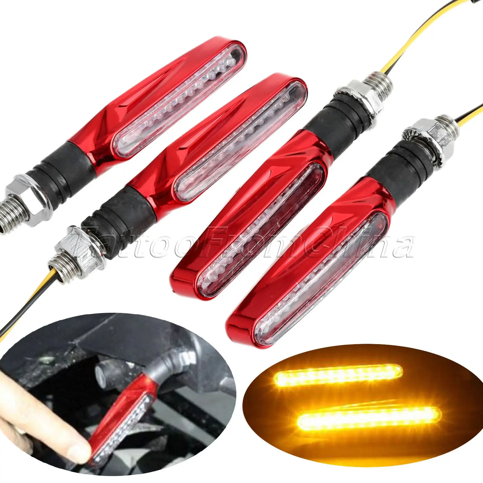 4x 12 LED Motorcycle Turn Signal Lights Bendable Flashers Lighting Motorbike Indicator Amber Blinker Moto Tail Light Lamp |