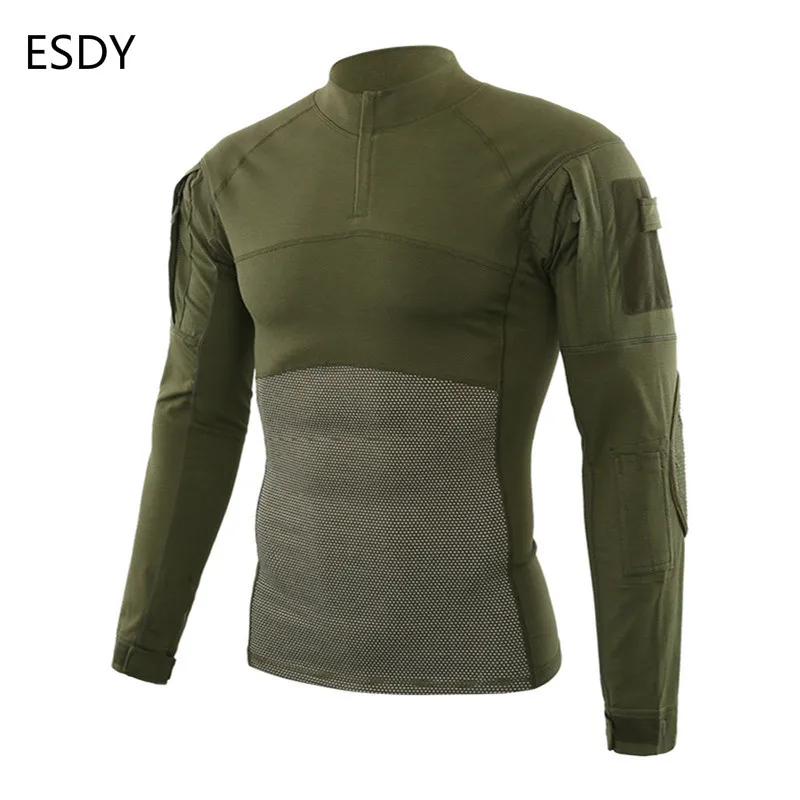 

19 Military Style Uniform Combat Shirt Men Assault Tactical Camouflage US Army Airsoft Paintball Long Sleeve Shirts ESDY