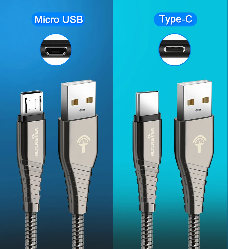 Rocketek usb type-C кабель Micro USB-C для мобильного телефона 3A Быстрая зарядка type-C для samsung Galaxy S9 S8 Plus xiaomi redmi note 5 7