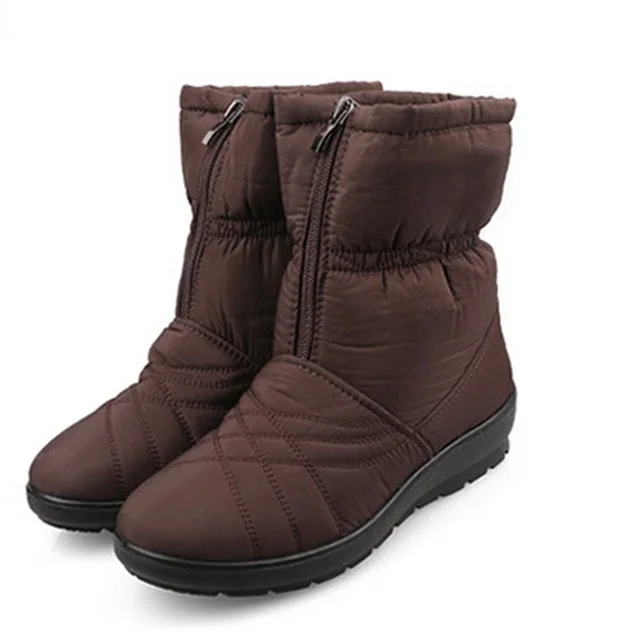 SNURULAN Теплые женские водонепроницаемые мягкие сапоги cube boots больших размеров Уютные высококачественные теплые зимние женские сапоги на меху женская зимняя обувь - Цвет: brown