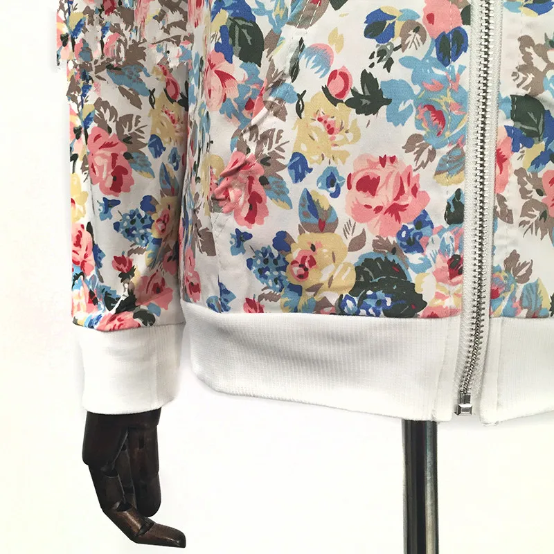 Plus Size 3XL Spring Autumn Fashion Baseball Floral Jacket Women Ditsy Print Zipper Varsity Outwear Woman Clothes C55302