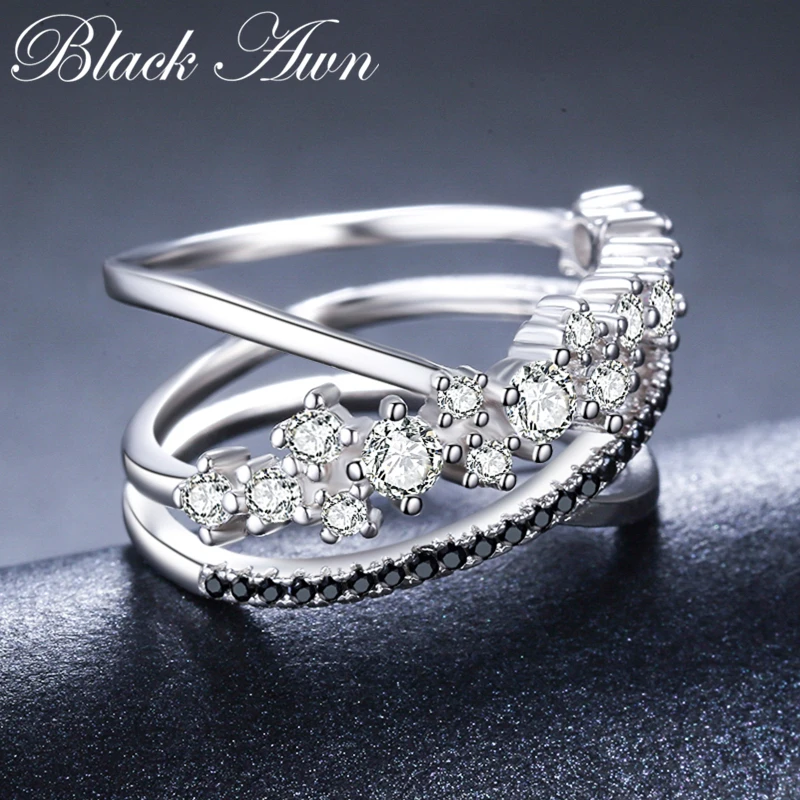 [BLACK AWN] 925 пробы Серебряное кольцо для женщин, модные обручальные кольца для женщин, ювелирные изделия из стерлингового серебра G075