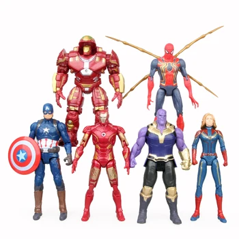 

6pcs/set Avenger Captain America Iron Man Spider Man Thanos PVC Action Figure Collectible Model Toy For Kids Christmas Gifts