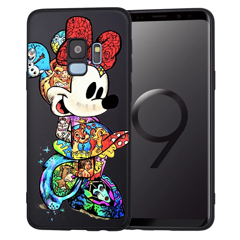 Cute Stitch Minnie Mickey For Cover Samsung Galaxy S10 S9 S8 Plus S6 S7 Edge S10 Lite Black Soft TPU Phone Protective Back Cover