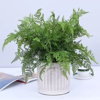 

Artificial Flower Leaves Plants Fake Lifelike Plastic Persian Grass Simulation Fern Floral Arrangement Home Wedding Decor