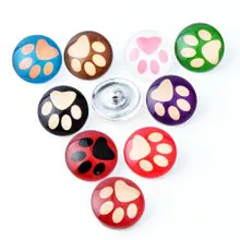 

20PCS Alloy Mixed 18MM Metal Color Dog Caught Glass Color Snap Button Jewelry Fit DIY Snap Jewelry Charm Bracelet