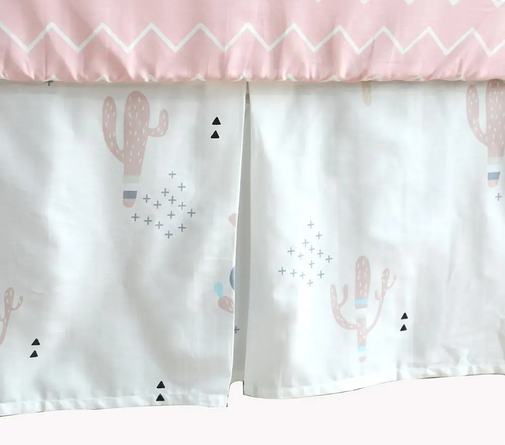 

2019 New Arrival 100% Cotton Crib Bed Skirt Dust Ruffle for Newborn Baby Girls and Boys Bedding Sets(Desert Cactus)