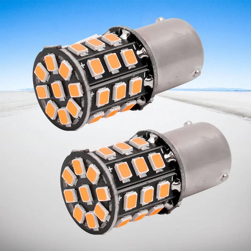 2 шт. BAU15S 7507 PY21W 1156PY высокая мощность Желтый янтарь 33 SMD 2835 Светодиодный фонарь для