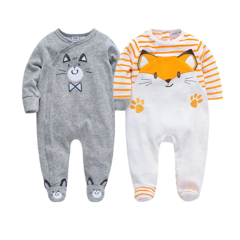 

Autumn Winter Newborn Infant Baby Boy Rompers Long Sleeve Cotton Velvet Romper Kids Button Jumpsuit Clothes Cut Cartoons Outfit