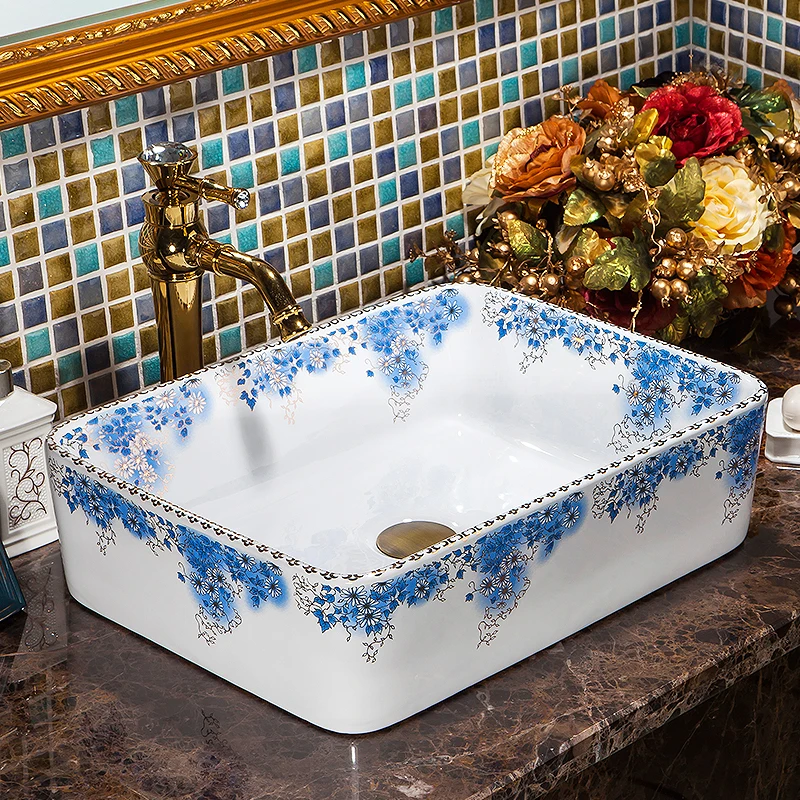 Europe Vintage Style Ceramic Art Basin Sinks Counter Top Wash Basin