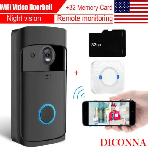 

Wireless Smart WiFi DoorBell IR Video Visual Camera Intercom Home Security Kit
