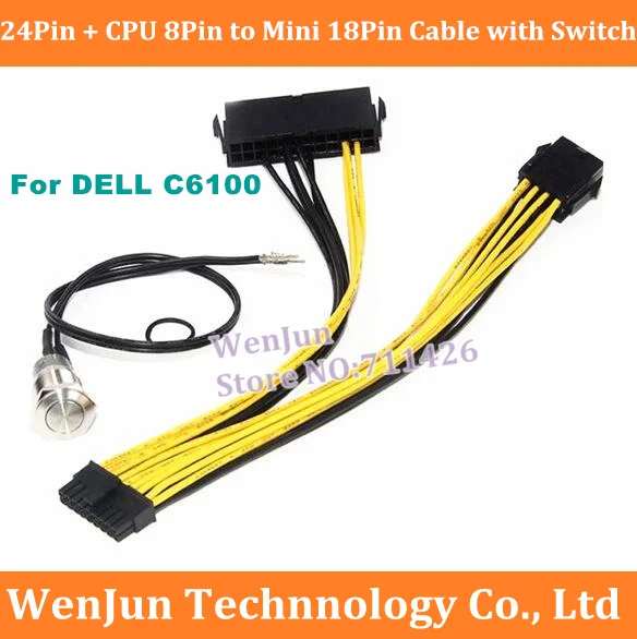 ATX 24pin CPU 8pin to Mini 18pin Power Adapter Cable for Dell C6100 Motherboard