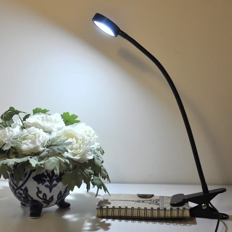 

Rotation Black white 360 degree Led night light with 2 Color button Switch Bedroom clip reading lamp led desk working lights