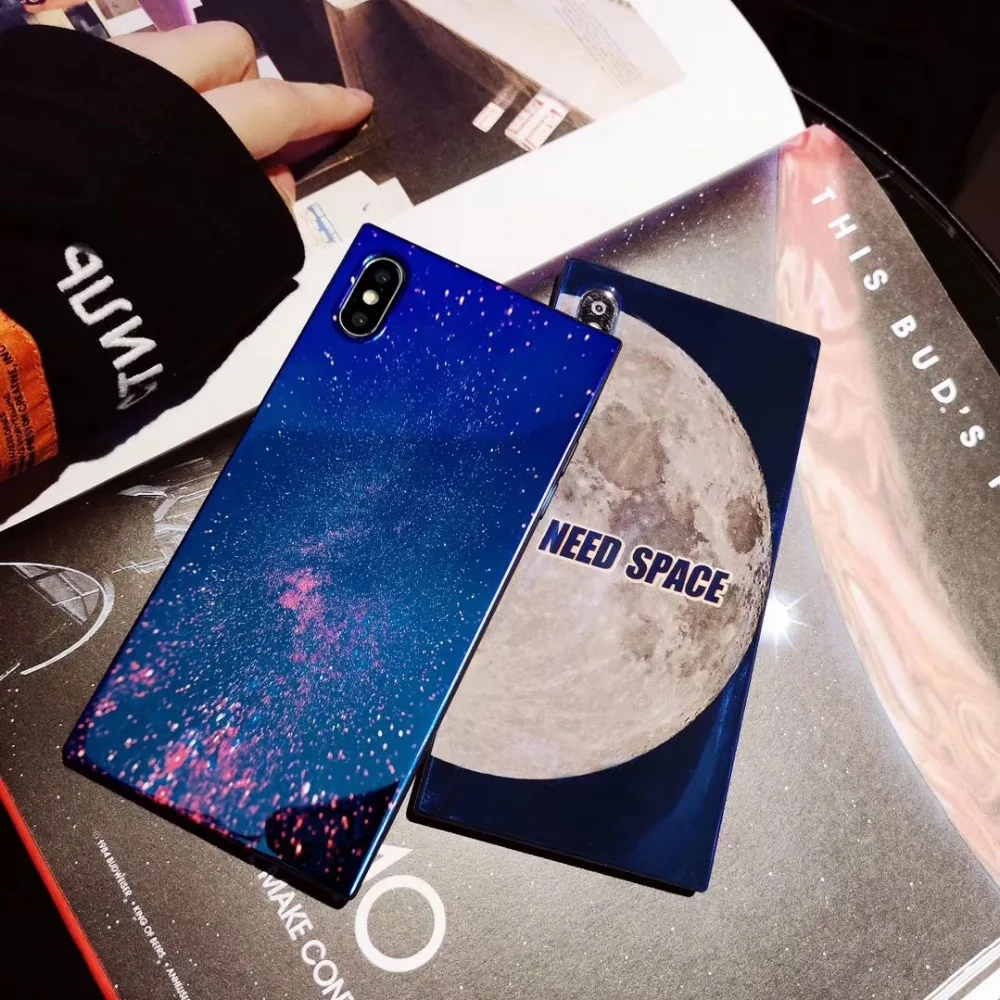Aoweziic Blu-ray star beautiful for iPhone XS MAX XR mobile phone case 6S 7plus square planet 8P soft shell tide