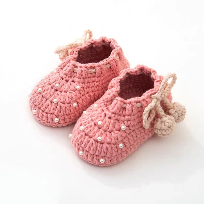 QYFLYXUE-ручная работа крючком шерсть вязанная крючком детская обувь, сандалии садовая обувь, подарки для новорожденных, обувь с цветами, gif baby