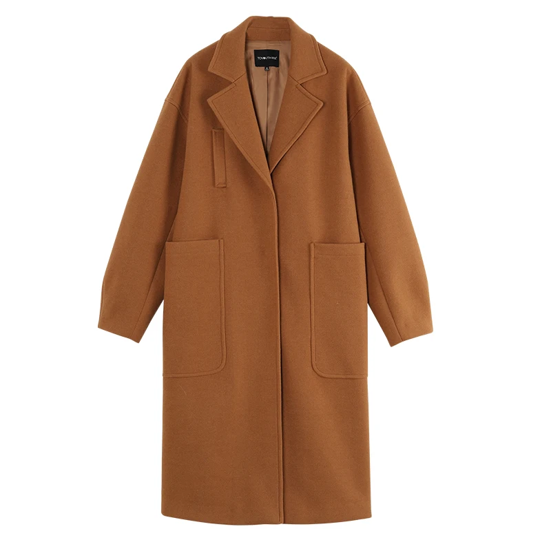 Goede Toyouth Wollen Winter Vrouwen Jassen Dikke Warme Casual Lange Jas Abrigo Mujer Zakken Nieuwe Overjas Wol Dames Elegante Jas