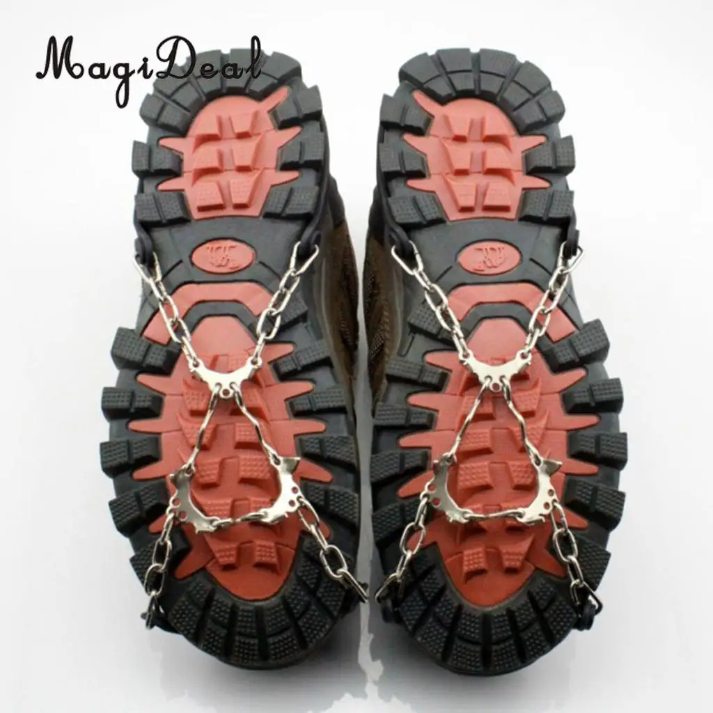 Anti Slip Ice Shoe Grippers Cleats Fit EUR 35-45 for Outdoor Camping Walking 6 Teeth Hiking Ice Snow Rock Tree Climbing Accesso