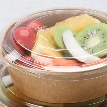 

Disposable takeout green kraft paper fruit sala paper bowl 500ML,300 pieces/carton