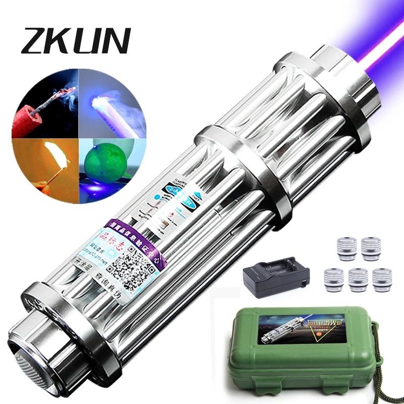 High power 2000mw Blue Laser Pointer Pen Light the smoke Plastic box