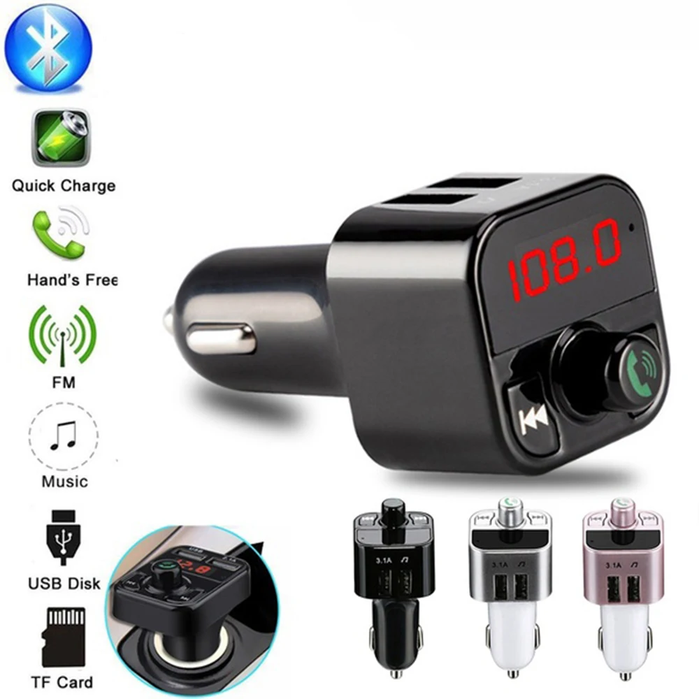 

A2B3 Car Quick Charger Dual USB Bluetooth4.1 FM Transmitter Handsfree Car Kit Charger FM Modulator MP3 Player