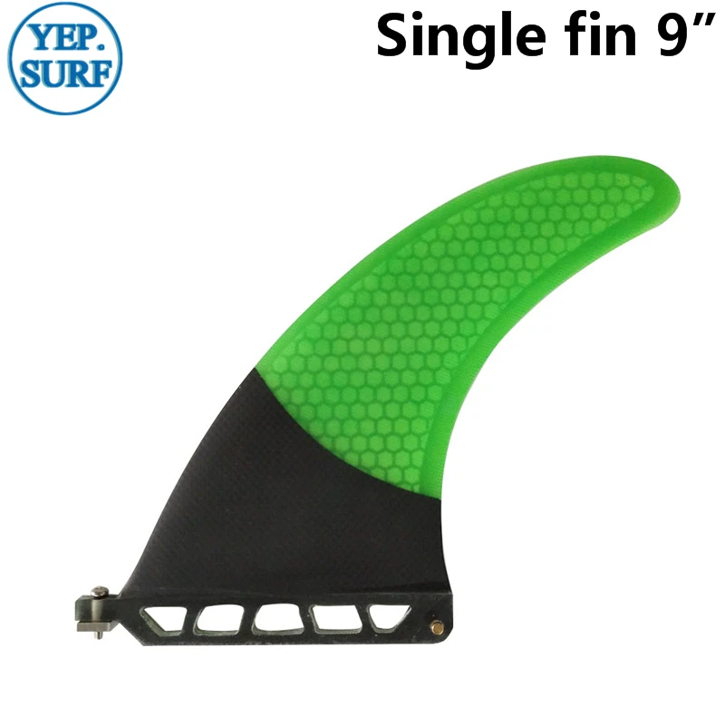 Single Longboard Surfboard Fins 1pc Fin 9 Surf Fin Green color Fin Fiberglass Honeycomb Carbon single fin fcsii g5 g7 tri fin set surfboard honeycomb fins fcs 2 fin fcs ii fin quilhas surfboard stern fin