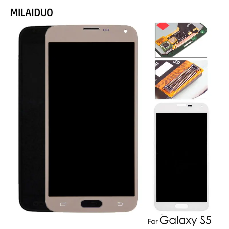 

AMOLED/TFT LCD For Samsung Galaxy S5 I9600 G900 G900F LCD Display Touch Screen Digitizer Assembly Replacement Adjustable Bright