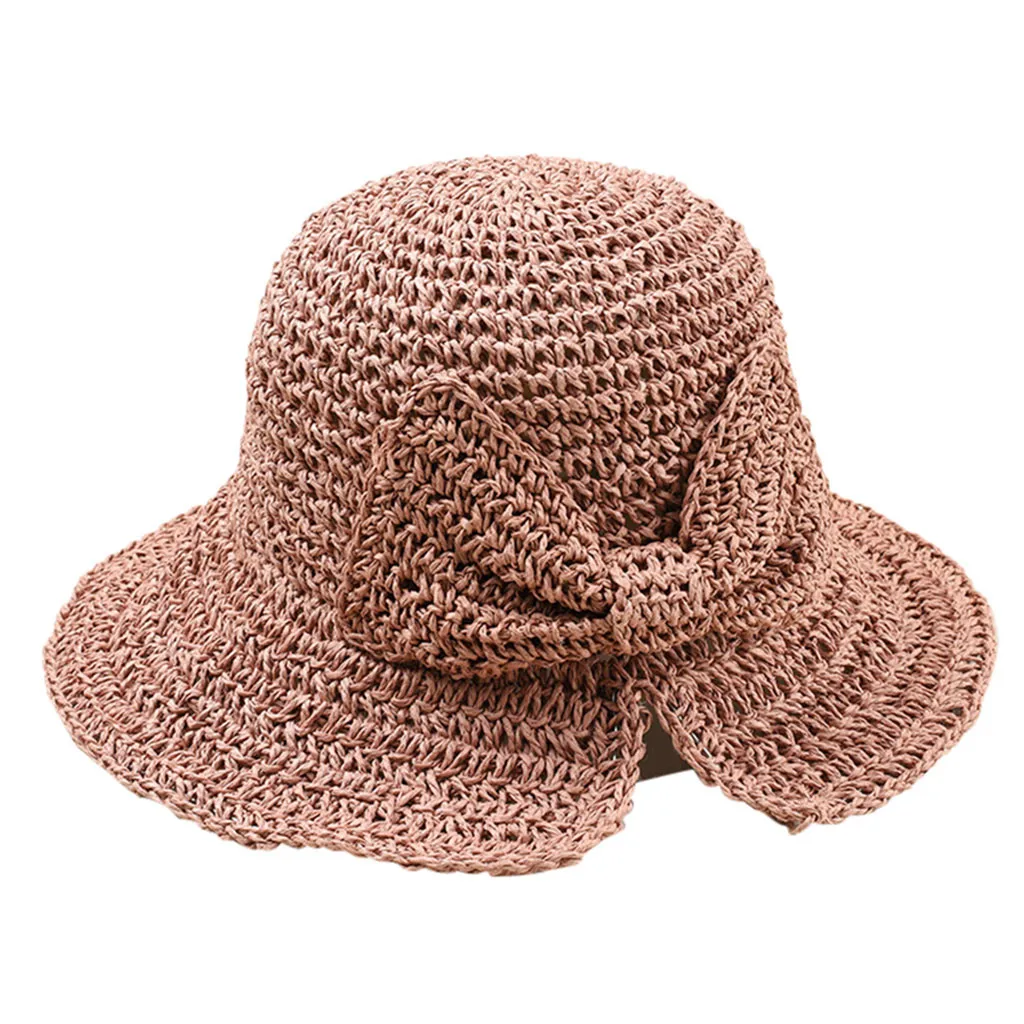 Модная Солнцезащитная шляпа с бантом Raffia, широкие свисающие поля, летние шляпы для женщин, Пляжная Панама, соломенный котелок, Панама, пляжная шляпа, Femme, Солнцезащитная шляпа# p4