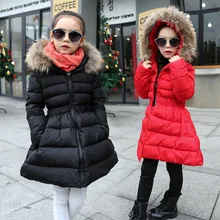 Девушки Зимние Пальто Хлопка Телогрейки Для Девочки Детская Одежда Сгустите Теплый Меховой Воротник Зимние Парки Марка 2016 Детская Одежда