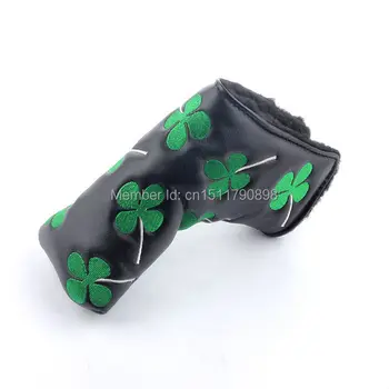 

Wholesale Brand New Golf Lucky Clover Black + Closure Putter Cover Blade Headcovers